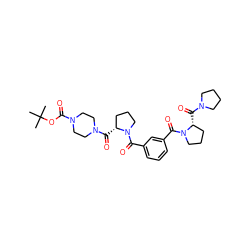 CC(C)(C)OC(=O)N1CCN(C(=O)[C@@H]2CCCN2C(=O)c2cccc(C(=O)N3CCC[C@H]3C(=O)N3CCCC3)c2)CC1 ZINC000028459843