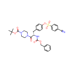 CC(C)(C)OC(=O)N1CCN(C(=O)[C@H](Cc2ccc(OS(=O)(=O)c3ccc(C#N)cc3)cc2)NC(=O)OCc2ccccc2)CC1 ZINC000028979207