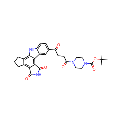 CC(C)(C)OC(=O)N1CCN(C(=O)CCC(=O)c2ccc3[nH]c4c5c(c6c(c4c3c2)C(=O)NC6=O)CCC5)CC1 ZINC000082158242