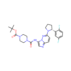 CC(C)(C)OC(=O)N1CCN(C(=O)Nc2cnc3ccc(N4CCC[C@@H]4c4cc(F)ccc4F)nn23)CC1 ZINC000118234548