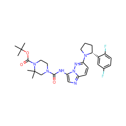 CC(C)(C)OC(=O)N1CCN(C(=O)Nc2cnc3ccc(N4CCC[C@@H]4c4cc(F)ccc4F)nn23)CC1(C)C ZINC000118238103