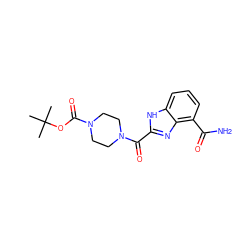 CC(C)(C)OC(=O)N1CCN(C(=O)c2nc3c(C(N)=O)cccc3[nH]2)CC1 ZINC000584653565