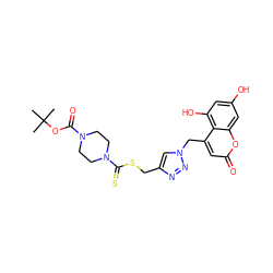 CC(C)(C)OC(=O)N1CCN(C(=S)SCc2cn(Cc3cc(=O)oc4cc(O)cc(O)c34)nn2)CC1 ZINC000103297592