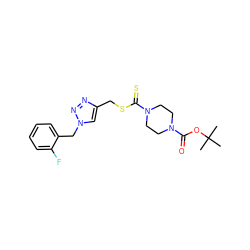 CC(C)(C)OC(=O)N1CCN(C(=S)SCc2cn(Cc3ccccc3F)nn2)CC1 ZINC000095586216