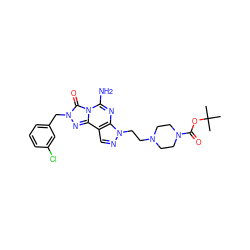 CC(C)(C)OC(=O)N1CCN(CCn2ncc3c2nc(N)n2c(=O)n(Cc4cccc(Cl)c4)nc32)CC1 ZINC000071317340