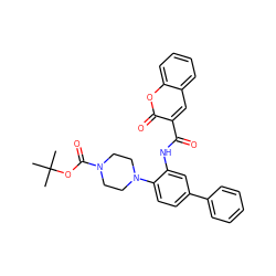 CC(C)(C)OC(=O)N1CCN(c2ccc(-c3ccccc3)cc2NC(=O)c2cc3ccccc3oc2=O)CC1 ZINC000014962093