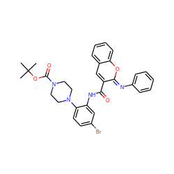 CC(C)(C)OC(=O)N1CCN(c2ccc(Br)cc2NC(=O)c2cc3ccccc3o/c2=N\c2ccccc2)CC1 ZINC000095603884