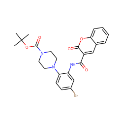 CC(C)(C)OC(=O)N1CCN(c2ccc(Br)cc2NC(=O)c2cc3ccccc3oc2=O)CC1 ZINC000014962057