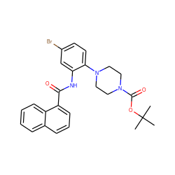 CC(C)(C)OC(=O)N1CCN(c2ccc(Br)cc2NC(=O)c2cccc3ccccc23)CC1 ZINC000014961992