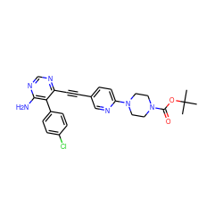 CC(C)(C)OC(=O)N1CCN(c2ccc(C#Cc3ncnc(N)c3-c3ccc(Cl)cc3)cn2)CC1 ZINC000028646580