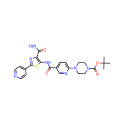 CC(C)(C)OC(=O)N1CCN(c2ccc(C(=O)Nc3sc(-c4ccncc4)nc3C(N)=O)cn2)CC1 ZINC000149963505