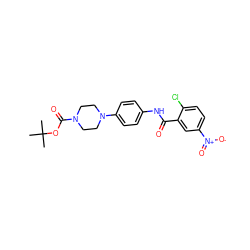 CC(C)(C)OC(=O)N1CCN(c2ccc(NC(=O)c3cc([N+](=O)[O-])ccc3Cl)cc2)CC1 ZINC000034875662