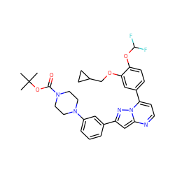 CC(C)(C)OC(=O)N1CCN(c2cccc(-c3cc4nccc(-c5ccc(OC(F)F)c(OCC6CC6)c5)n4n3)c2)CC1 ZINC000049762571