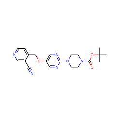 CC(C)(C)OC(=O)N1CCN(c2ncc(OCc3ccncc3C#N)cn2)CC1 ZINC000084740208