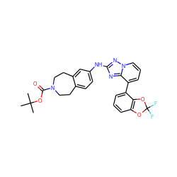 CC(C)(C)OC(=O)N1CCc2ccc(Nc3nc4c(-c5cccc6c5OC(F)(F)O6)cccn4n3)cc2CC1 ZINC000096169752