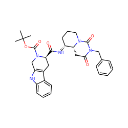 CC(C)(C)OC(=O)N1Cc2[nH]c3ccccc3c2C[C@@H]1C(=O)N[C@@H]1CCCN2C(=O)N(Cc3ccccc3)C(=O)C[C@H]12 ZINC000027523560