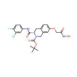 CC(C)(C)OC(=O)N1Cc2cc(OCC(=O)NO)ccc2C[C@H]1C(=O)Nc1ccc(F)c(Cl)c1 ZINC000045355235