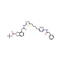 CC(C)(C)OC(=O)N1Cc2cccc(CC(=O)Nc3nnc(CCCCc4ccc(NC(=O)Cc5ccccc5)nn4)s3)c2C1 ZINC000169698597