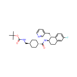 CC(C)(C)OC(=O)NC[C@H]1CC[C@H](C(=O)N[C@@H]2CCc3cc(F)ccc3[C@H]2Cc2cccnc2)CC1 ZINC000253633047