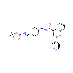 CC(C)(C)OC(=O)NC[C@H]1CC[C@H](CNC(=O)c2cc(-c3ccncc3)nc3ccccc23)CC1 ZINC000253731912