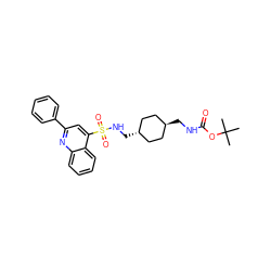 CC(C)(C)OC(=O)NC[C@H]1CC[C@H](CNS(=O)(=O)c2cc(-c3ccccc3)nc3ccccc23)CC1 ZINC000261133558