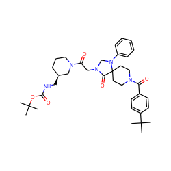 CC(C)(C)OC(=O)NC[C@H]1CCCN(C(=O)CN2CN(c3ccccc3)C3(CCN(C(=O)c4ccc(C(C)(C)C)cc4)CC3)C2=O)C1 ZINC000066251193