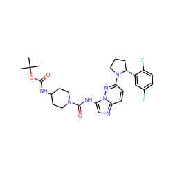 CC(C)(C)OC(=O)NC1CCN(C(=O)Nc2cnc3ccc(N4CCC[C@@H]4c4cc(F)ccc4F)nn23)CC1 ZINC000118235680