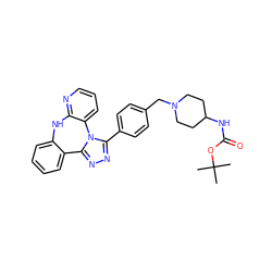 CC(C)(C)OC(=O)NC1CCN(Cc2ccc(-c3nnc4n3-c3cccnc3Nc3ccccc3-4)cc2)CC1 ZINC000096174136
