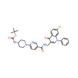 CC(C)(C)OC(=O)NC1CCN(c2ccc(C(=O)NCc3cn(-c4ccccc4)c4cc(Cl)ccc4c3=O)cn2)CC1 ZINC000096170173