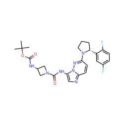 CC(C)(C)OC(=O)NC1CN(C(=O)Nc2cnc3ccc(N4CCC[C@@H]4c4cc(F)ccc4F)nn23)C1 ZINC000118240811