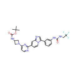 CC(C)(C)OC(=O)NC1CN(c2ccnc(-c3ccn4c(-c5cccc(NC(=O)NCC(F)(F)F)c5)cnc4c3)n2)C1 ZINC000169704657