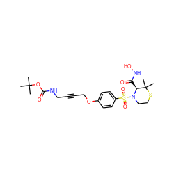 CC(C)(C)OC(=O)NCC#CCOc1ccc(S(=O)(=O)N2CCSC(C)(C)[C@@H]2C(=O)NO)cc1 ZINC000028571790