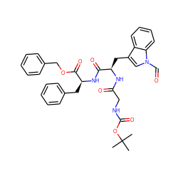 CC(C)(C)OC(=O)NCC(=O)N[C@H](Cc1cn(C=O)c2ccccc12)C(=O)N[C@@H](Cc1ccccc1)C(=O)OCc1ccccc1 ZINC000029571151