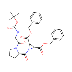 CC(C)(C)OC(=O)NCC(=O)N1CCC[C@@H]1C(=O)N1[C@H](C(=O)OCc2ccccc2)[C@H]1C(=O)OCc1ccccc1 ZINC000036178735