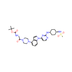 CC(C)(C)OC(=O)NCC(=O)N1CCN(c2cccc3c2ccn3-c2ccnc(N[C@H]3CC[C@H](NS(C)(=O)=O)CC3)n2)CC1 ZINC000261091891