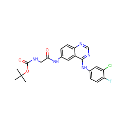 CC(C)(C)OC(=O)NCC(=O)Nc1ccc2ncnc(Nc3ccc(F)c(Cl)c3)c2c1 ZINC001772593442