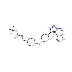 CC(C)(C)OC(=O)NCC1CCN(C[C@H]2CC[C@H](c3nnn4cnc5[nH]ccc5c34)CC2)CC1 ZINC001772626785