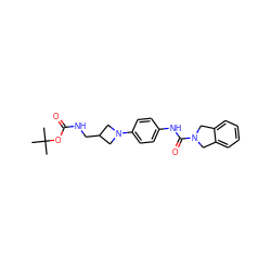 CC(C)(C)OC(=O)NCC1CN(c2ccc(NC(=O)N3Cc4ccccc4C3)cc2)C1 ZINC001772626073