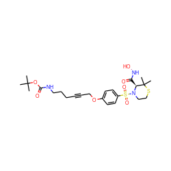 CC(C)(C)OC(=O)NCCCC#CCOc1ccc(S(=O)(=O)N2CCSC(C)(C)[C@@H]2C(=O)NO)cc1 ZINC000028571938