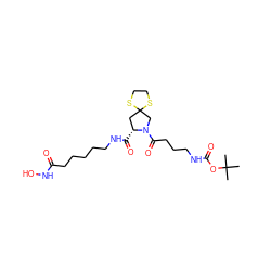 CC(C)(C)OC(=O)NCCCC(=O)N1CC2(C[C@H]1C(=O)NCCCCCC(=O)NO)SCCS2 ZINC000072126963