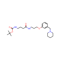 CC(C)(C)OC(=O)NCCCC(=O)NCCCOc1cccc(CN2CCCCC2)c1 ZINC000029221715