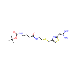 CC(C)(C)OC(=O)NCCCC(=O)NCCSCc1csc(C=C(N)N)n1 ZINC000029221625