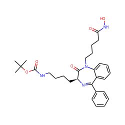 CC(C)(C)OC(=O)NCCCC[C@@H]1N=C(c2ccccc2)c2ccccc2N(CCCCC(=O)NO)C1=O ZINC001772604741