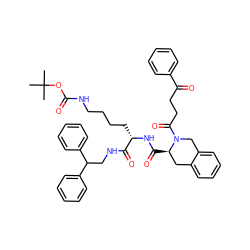 CC(C)(C)OC(=O)NCCCC[C@H](NC(=O)[C@@H]1Cc2ccccc2CN1C(=O)CCC(=O)c1ccccc1)C(=O)NCC(c1ccccc1)c1ccccc1 ZINC000653735445