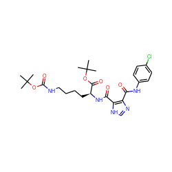 CC(C)(C)OC(=O)NCCCC[C@H](NC(=O)c1[nH]cnc1C(=O)Nc1ccc(Cl)cc1)C(=O)OC(C)(C)C ZINC000017544976