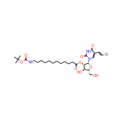 CC(C)(C)OC(=O)NCCCCCCCCCCCC(=O)O[C@H]1[C@H](O)[C@@H](CO)O[C@H]1n1cc(/C=C/Br)c(=O)[nH]c1=O ZINC000028874024