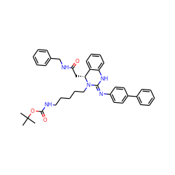 CC(C)(C)OC(=O)NCCCCCN1/C(=N/c2ccc(-c3ccccc3)cc2)Nc2ccccc2[C@H]1CC(=O)NCc1ccccc1 ZINC000049769853