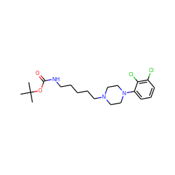 CC(C)(C)OC(=O)NCCCCCN1CCN(c2cccc(Cl)c2Cl)CC1 ZINC000169332686