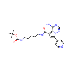 CC(C)(C)OC(=O)NCCCCCNC(=O)c1cc(-c2ccncc2)n2ncnc(N)c12 ZINC000169704071