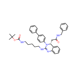 CC(C)(C)OC(=O)NCCCCCNC1=Nc2ccccc2[C@@H](CC(=O)NCc2ccccc2)N1c1ccc(-c2ccccc2)cc1 ZINC000028365456